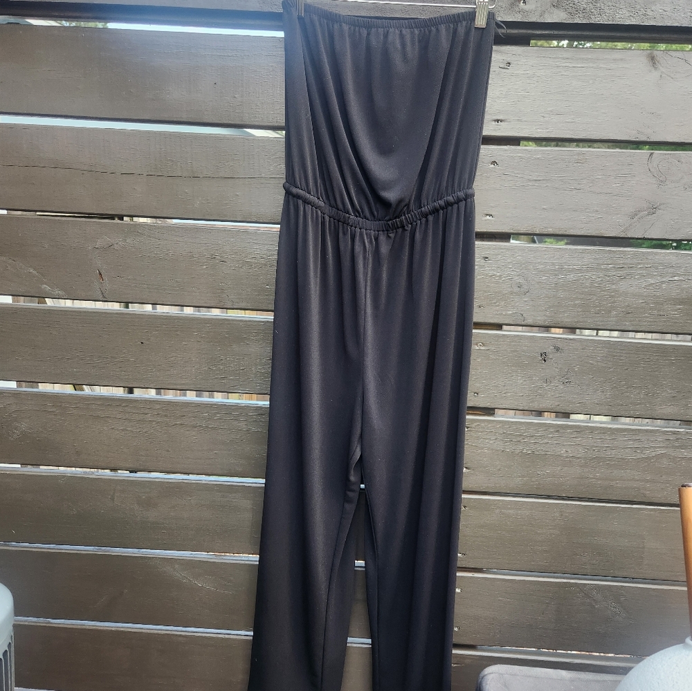 Express Black Strapless Jumpsuit Cropped Size Small